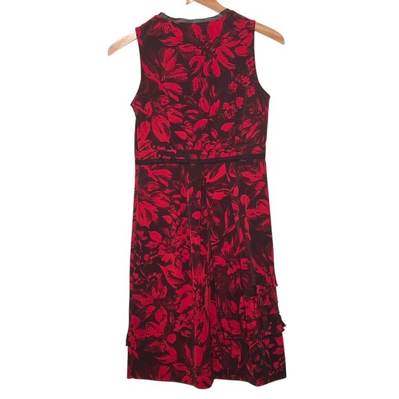 Simply Vera Vera Wang 4 Red & Black Baby Doll  Floral Elegant Tiered Empire - Picture 2 of 13